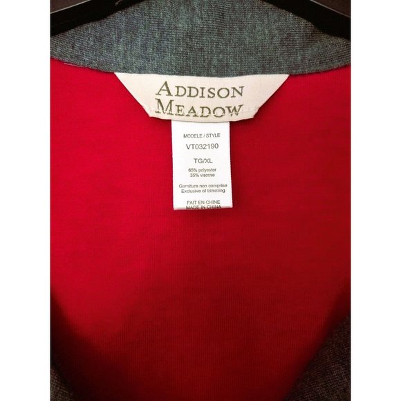 Addison Meadow Knit Pajamas Dark Gray With Red Piping XL - Picture 4 of 9